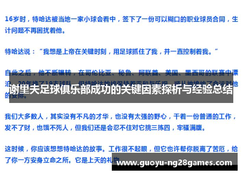 谢里夫足球俱乐部成功的关键因素探析与经验总结
