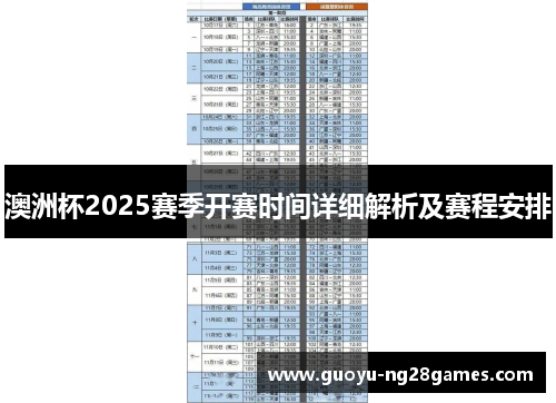 澳洲杯2025赛季开赛时间详细解析及赛程安排 澳洲杯2025赛季开赛时间详细解析及赛程安排